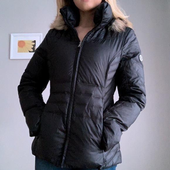 down puffer jacket with fur hood
